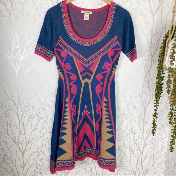 FLYING TOMATO Colorful Knit Mini Sweater Dress Med - Picture 10 of 11